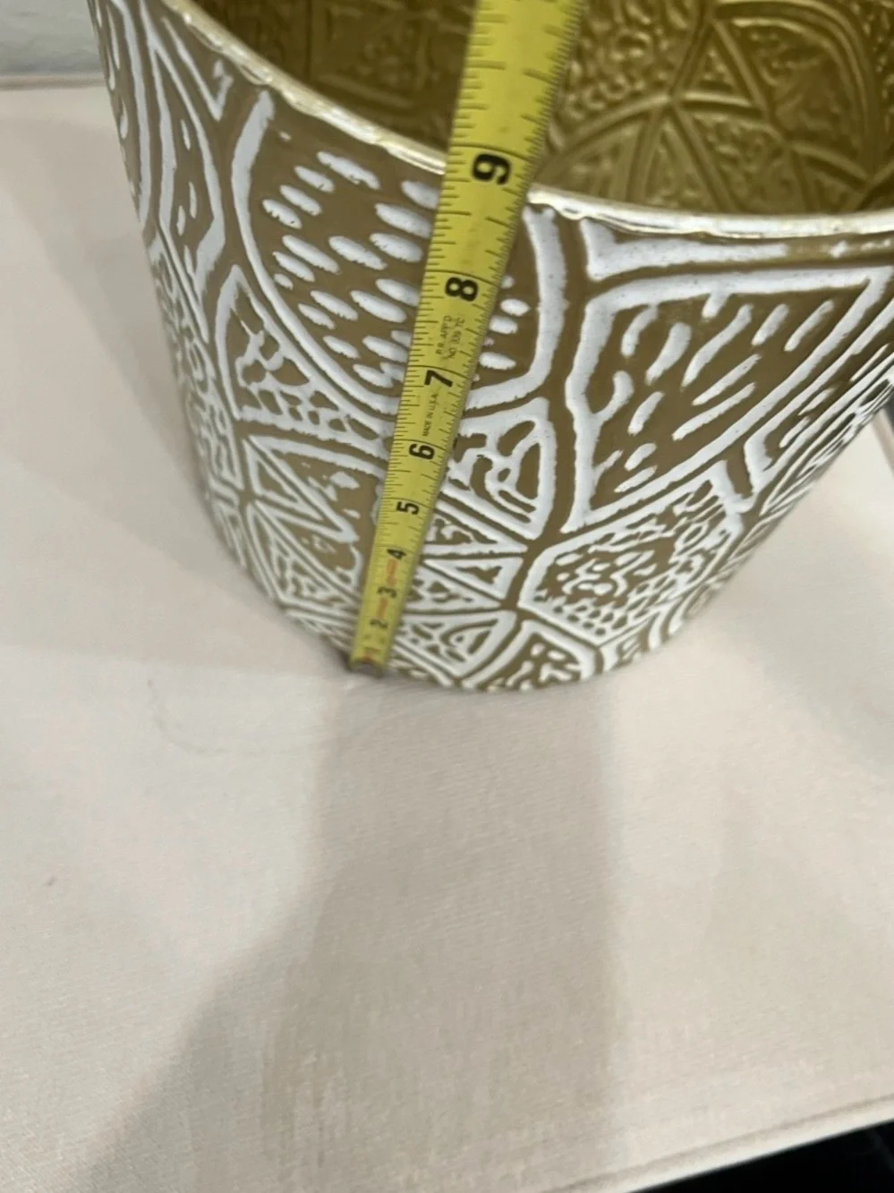 Target Gold and White Embossed Patterned Decorative Vessel